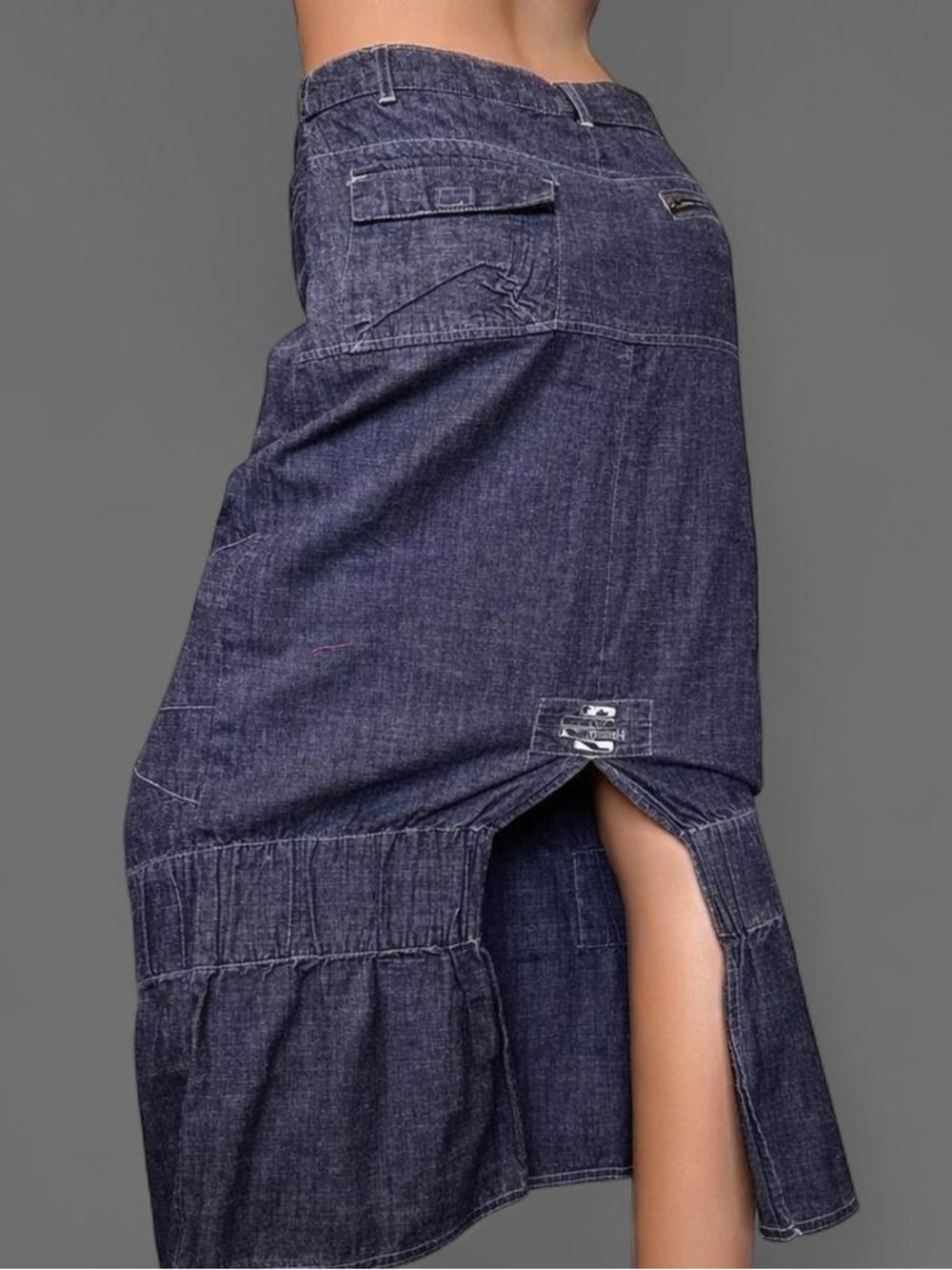 Parasuco Rebel Vintage Y2K Denim Maxi Skirt W/ Slit At Back
